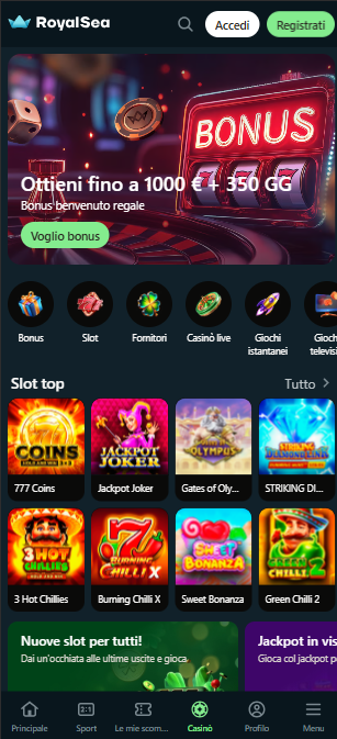 Royalsea casino app dark theme