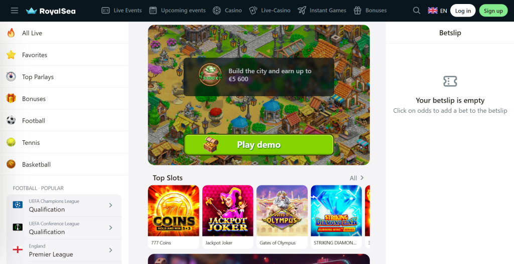 Royalsea casino homepage
